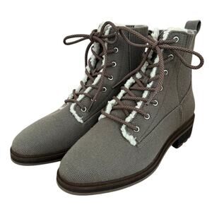Rothy's Sparrow Brown Gray Cozy Laced Lug Boots Merino Wool Water Resistant-6